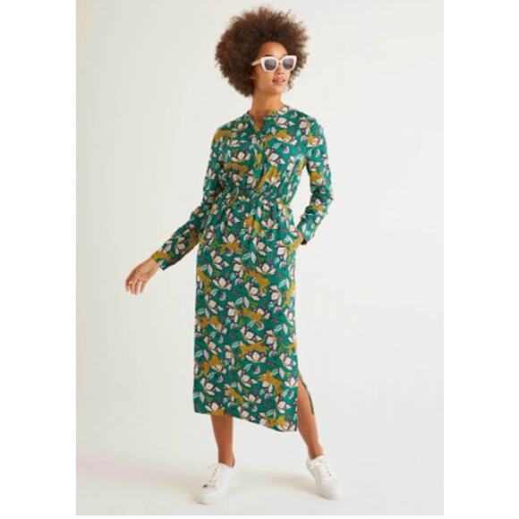 Boden Marina Forest Midi Dress Cheetah Bloom Size 6P - Picture 1 of 8